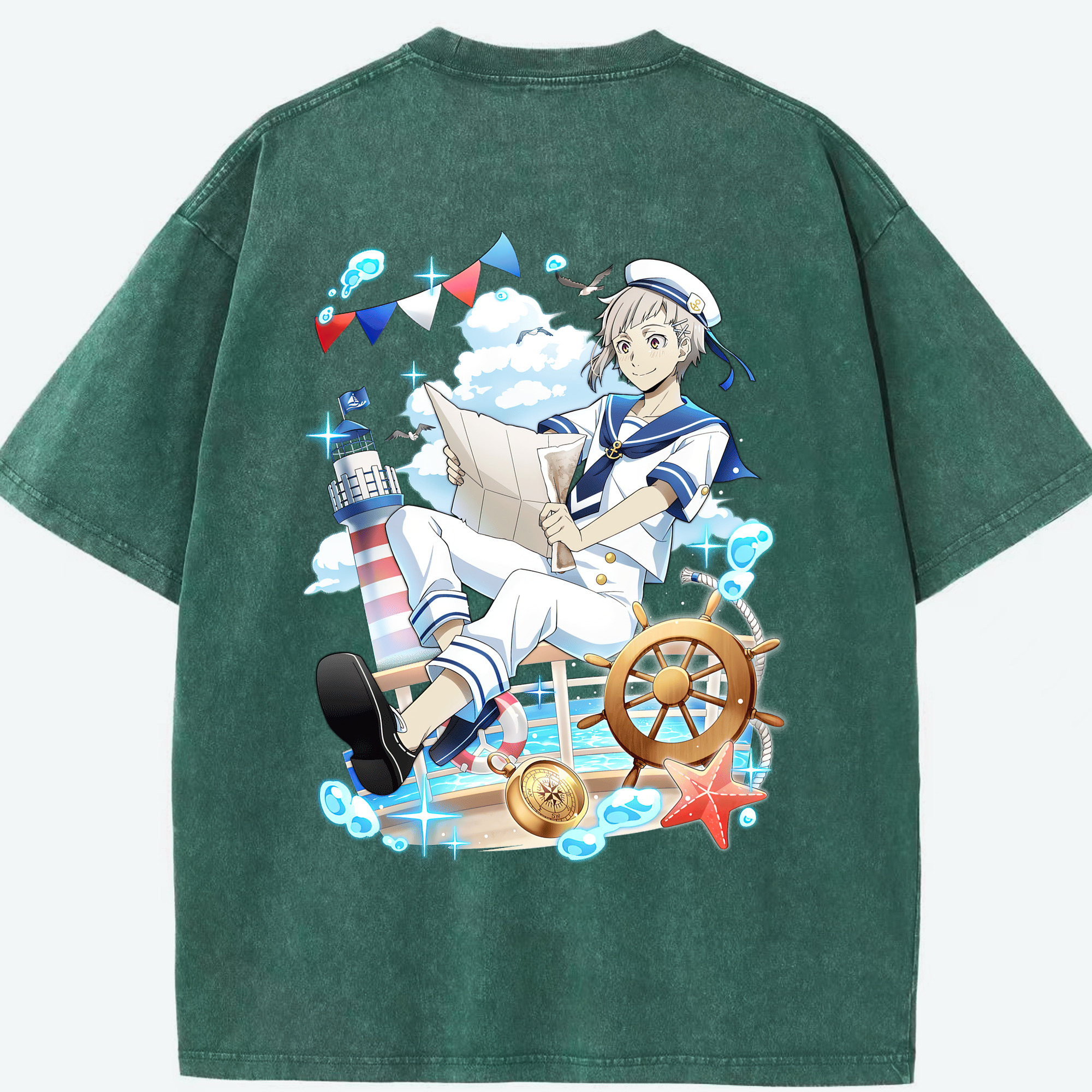 （画像用） 文豪ストレイドッグス Bungo Stray Dogs 綿100% ヴィンテージ風 半袖Tシャツ（背面プリント）